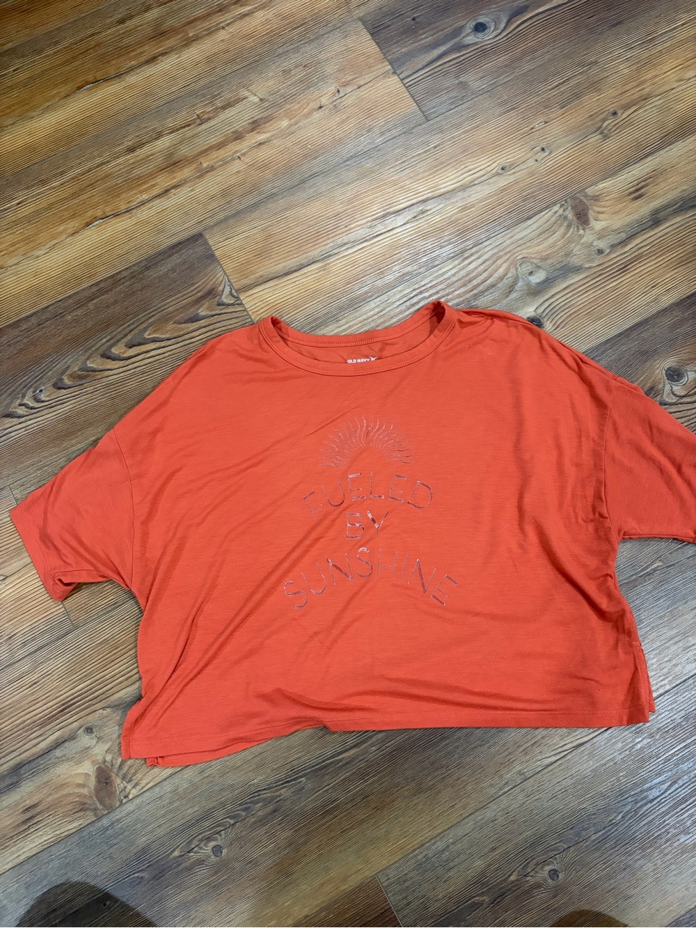 Old Navy Orange 'Fueled by Sunshine' Crop Tee
